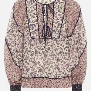 Ulla Johnson Cream Blouse with Lavender Floral Print